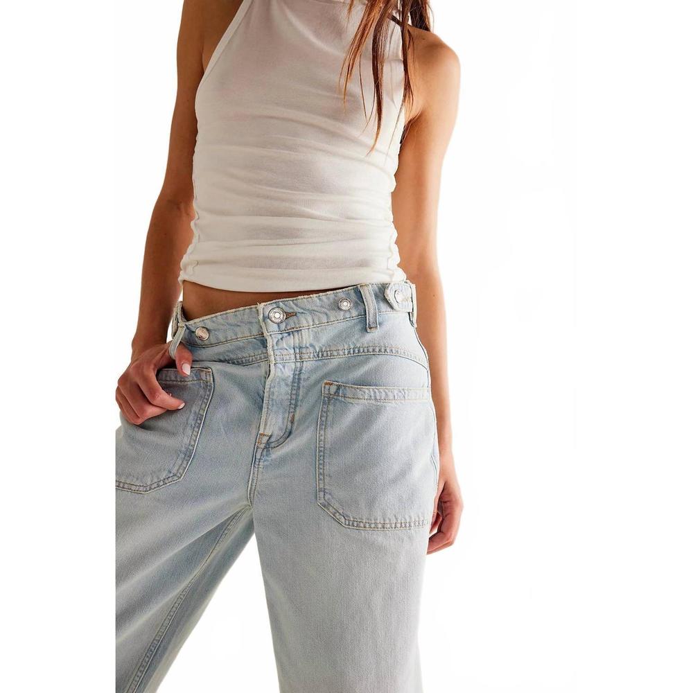 NEW FREE PEOPLE palmer cuffed jeans in daydream blue - Picture 4 of 4